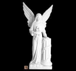 SYNTHETIC MARBLE ANGEL WITH COLUMN LEATHER FINISHED